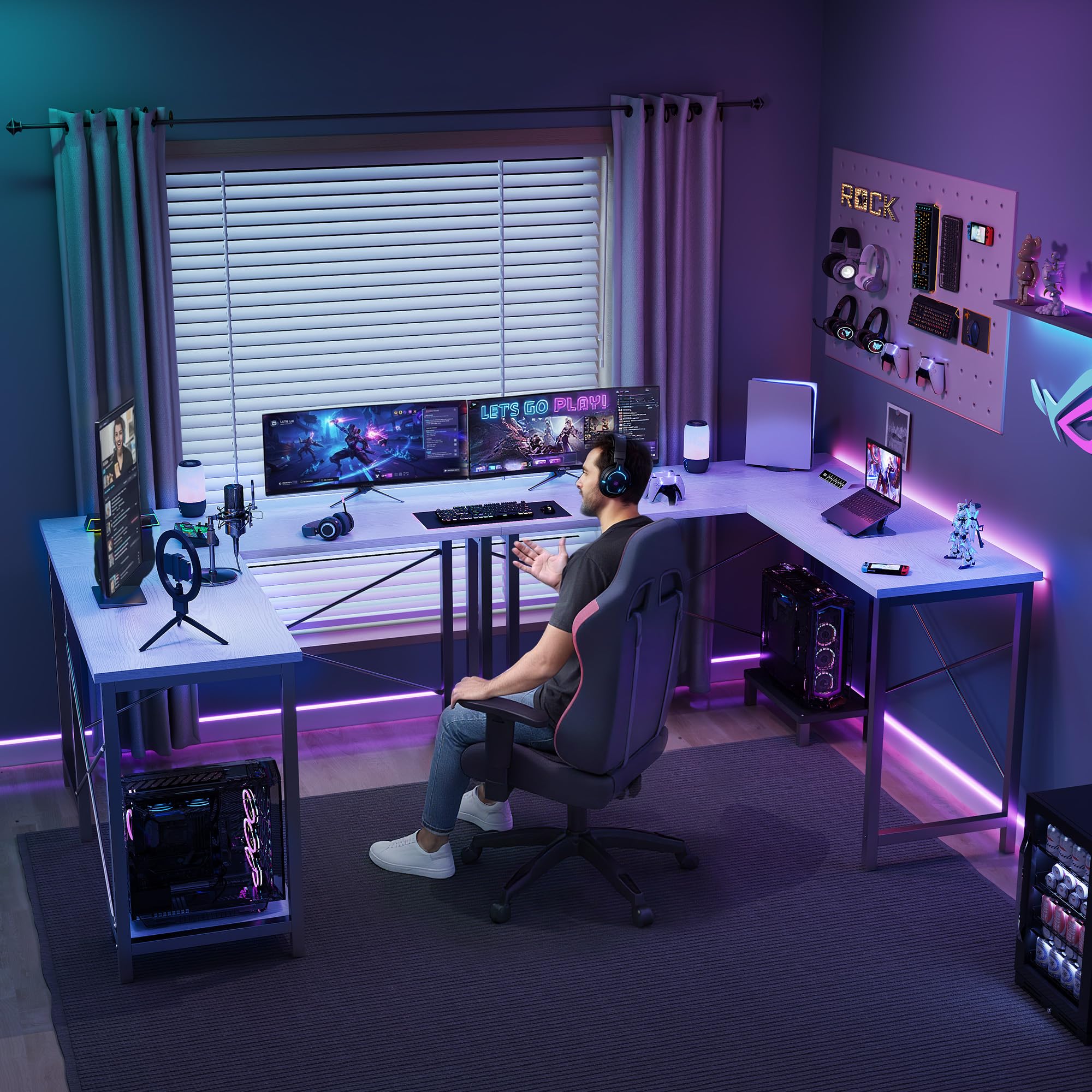 مكتب على شكل حرف L من JHK بطول - مراجعة Home Office Work Table وسعره