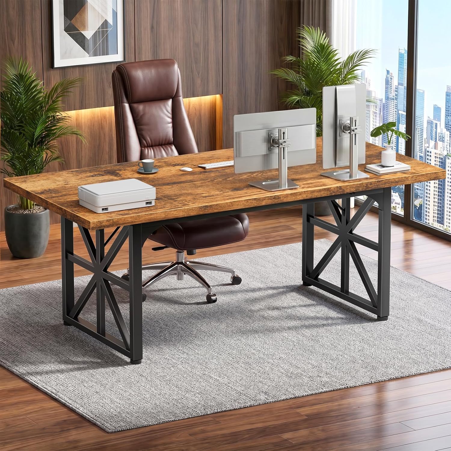 مكتب تنفيذي كبير بطول 71 بوصة، - مراجعة Home Office Work Table وسعره